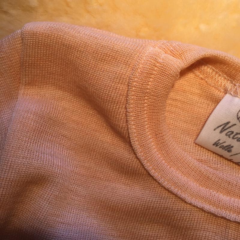 Langarm Unterhemd Wolle - Seide, apricot